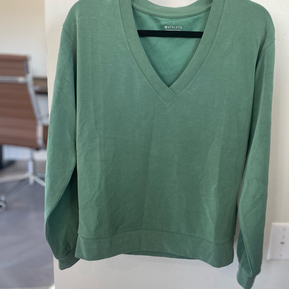 Athleta Green V-Neck Sweater